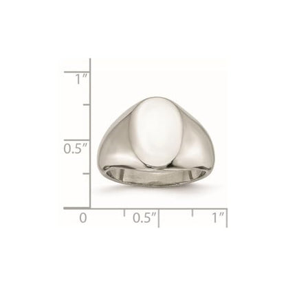 JewelryWeb Stainless Steel Polished Oval Signet Ring Ring for Women - size: 8