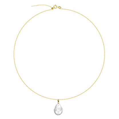 925 Sterling Silver Dainty Freshwater Cultured Pearl Choker Necklace White Genuine Real Pearl Charm Necklaces Jewelry Gifts for Her - color: Baroque-Gold