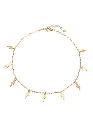 YANCHUN Layered Necklaces for Women Gold Necklace Stack Star Heart Choker Dainty Necklace Love Heart Chain Jewelry Gifts for Women - color: C：Flash Choker