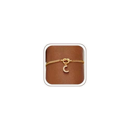 Gold Initial Bracelets for Women Jewelry Gifts - Dainty 14K Gold Plated Zircon Letter Knot Bracelet 26 Alphabet Monogram Initial Bracelets Birthday Gifts for Women - color: C