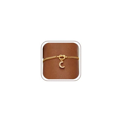 Gold Initial Bracelets for Women Jewelry Gifts - Dainty 14K Gold Plated Zircon Letter Knot Bracelet 26 Alphabet Monogram Initial Bracelets Birthday Gifts for Women - color: C