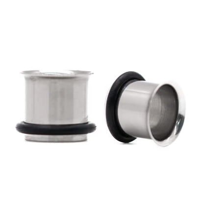 Forbidden Body Jewelry 12G-1 Inch Surgical Steel Single Flared Tunnel Plugs Plus O-Ring, Choose Pcs/Gauge - style: 2pcs: 11mm (7/16")