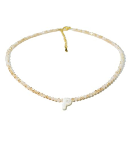 Tanyoyo Initial Necklaces for Women - Trendy Beaded Choker Necklace for Women, Handmade Letter Choker Necklace Jewelry for Women - style: P