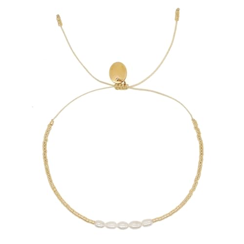 Adjustable Miyuki Beaded Bracelet for Women, Double Row Miyuki Beads | Miyuki beads, adjustable fit, braided construction, double-row design, party styling, bracelet jewelry for casual styling - color: Gold