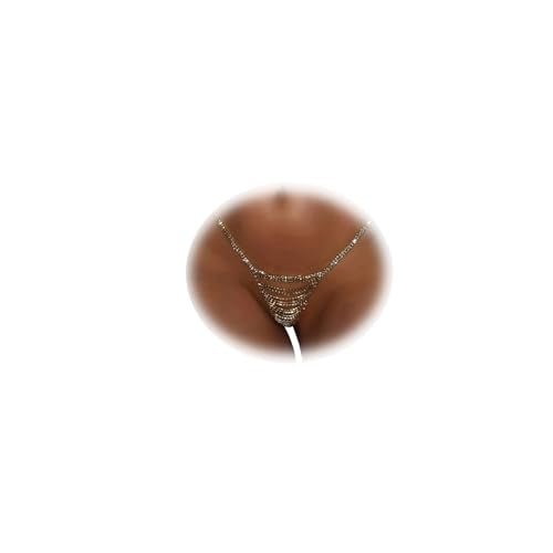 Rhinestone Waist Chain Thong Panties Crystal Chain Thong Panty Festival G String Hip Body Chain Jewelry for Women - color: Gold