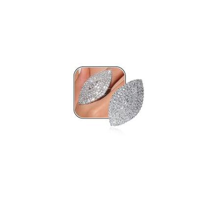 Silver Statement Big Rhinestone Cocktail Rings Chunky Bling Costume Cz Crystal Pave Oval Dainty Unique Wedding Prom Index Finger Ring Jewelry for Women - style: Bling