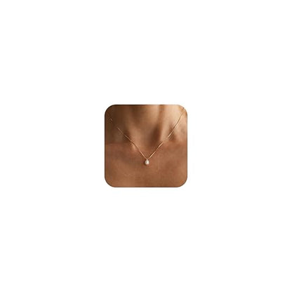Pearl Necklaces for Women Trendy,Dainty Pearl Pendant Necklace | 14k Gold Plated Elegant Pearl Necklace,Simple Pearl Pendant,Dainty Gold Jewelry,Waterproof Summer Bridal Wedding Accessories - color: GOLD-6