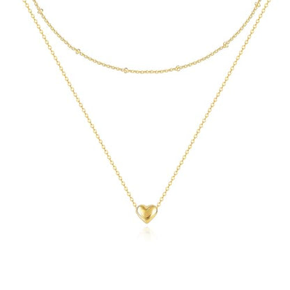 Zeffy Dainty Gold Heart Necklace for Women Trendy 14K Gold/Silver Plate Cute Heart Pendant Choker Necklaces Gold Love Heart Chain Necklace for Women Dainty Gold Jewelry Gifts for Women - style: Layered Heart Necklaces-Gold