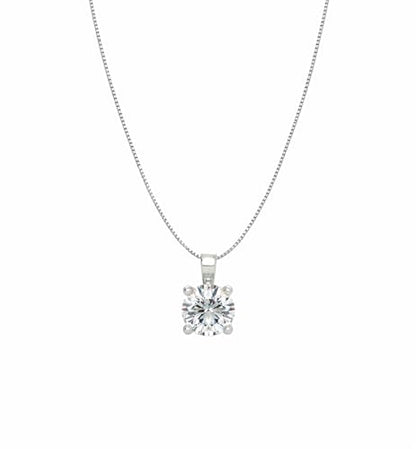 Savlano 925 Sterling Silver Moissanite Pendant Necklace, 6MM,8MM Round, Princess & Heart Cut 0.8–2CT D Color, with 18" Box Chain for Women – Comes with A GRA Certificate – Made in Italy - style: 2ct 8mm Round Cut
