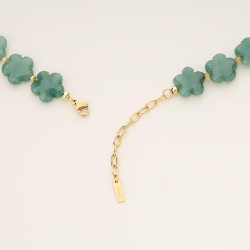 COAI Chunky Colorful Necklace for Women, Summer Beach Jewelry Crystal Flower Necklace for Women, Multi-Gemstones Sodalite Red Jasper Chunky Choker - style: Green Aventurine Necklace