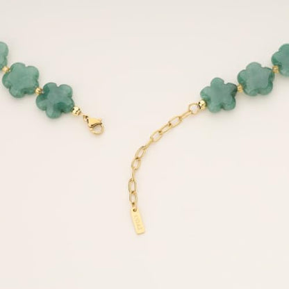 COAI Chunky Colorful Necklace for Women, Summer Beach Jewelry Crystal Flower Necklace for Women, Multi-Gemstones Sodalite Red Jasper Chunky Choker - style: Green Aventurine Necklace