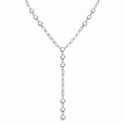 Mchic Gold Necklace for Women Dainty Long Lariat Necklace 18K Gold/Silver Plated Y-Shaped Pendant Necklaces Minimalist Layered Drop Necklaces Trendy Jewelry Gift - color: Silver1