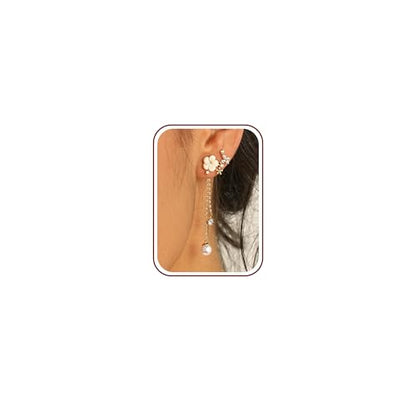 Pearl Earrings for Women, 14k Gold Plated Trendy Diamond Pearl Drop Earrings Hypoallergenic Dainty Bridal Gifts Wedding jewelry for Women - color: Gold-Pearl Style F