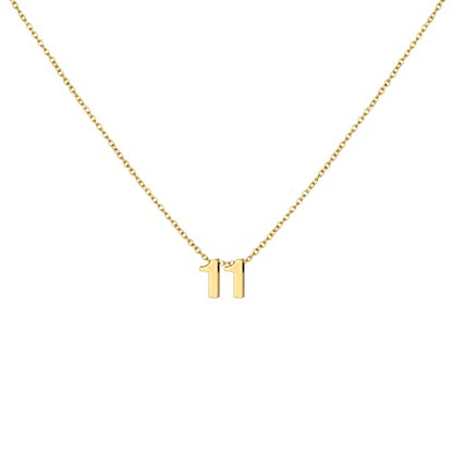Number Necklace for Women Dainty 18K Gold Plated Pendant Necklace Charm Birth Month Personalized Jewelry Birthday Gift - color: GOLD, style: Number 11
