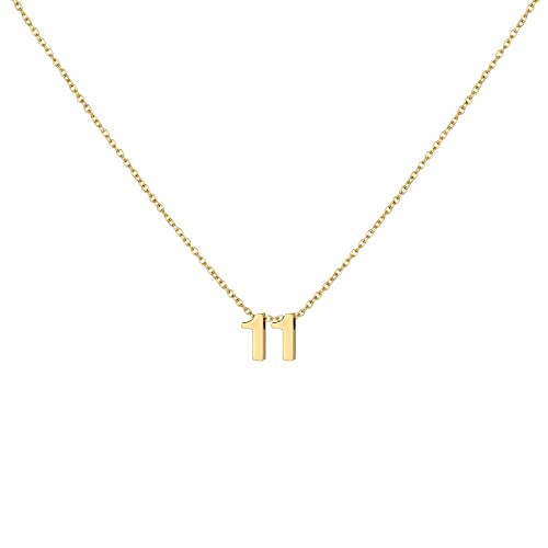 Number Necklace for Women Dainty 18K Gold Plated Pendant Necklace Charm Birth Month Personalized Jewelry Birthday Gift - color: GOLD, style: Number 11