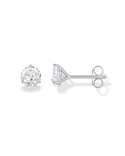 PAVOI 14K Gold Plated 925 Sterling Silver Cubic Zirconia Stud Earrings for Women - Simulated Diamond CZ Earrings - style: Round 6mm