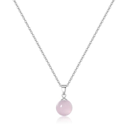 Natural Jade Necklace for Women Sterling Silver Adjustable Handmade Green Jade Pendant Necklaces Healing Crystal Necklace Good Luck Gift for Her - style: Rose Quartz Necklace