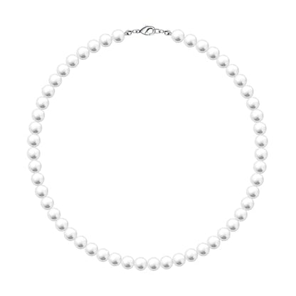 MJartoria Pearl Necklace for Men | Women, 16''-24'' Pearl Necklaces, 4mm/6mm/8mm White Faux Pearl Choker Necklace Trendy Jewelry Gifts for Women Men - size: 20 inches, style: 8mm