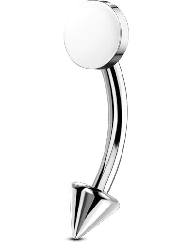 OUFER Rook Piercing Jewelry, G23 Solid Titanium Eyebrow Rings, Heart Vertical Labret Lip Jewelry, 16G Curved Barbells, Daith Rook Earrings for Women Men - color: Silver Round, size: 16G 8mm