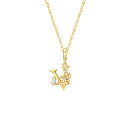 TIZU Initial Necklaces for Women - Dainty 14K Gold Plated Letter Pendant Trendy Personalized Initial A-Z Necklaces Jewelry Gift - color: Gold-V
