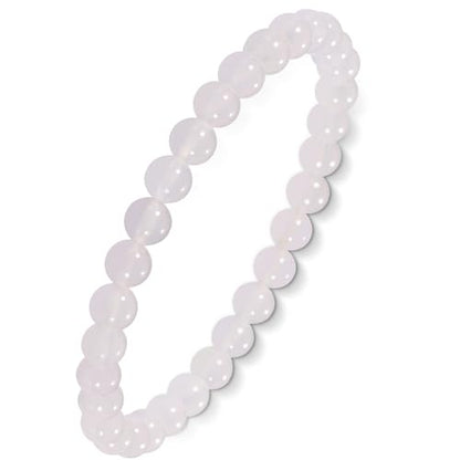 Agate Round Beaded Bracelet for Women Men Natural Agates Stone Healing Bracelets Stretch Elastic Handmade Polished Gemstone Beads Bracelet - color: White, size: 6mm Beads