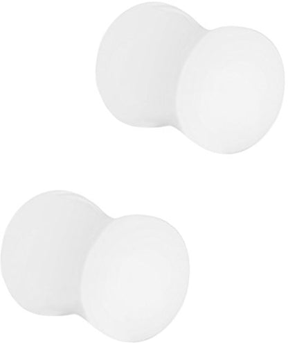 Forbidden Body Jewelry 8mm - 14mm Acrylic Ear Gauges, Solid Double Flared Saddle Plug Earrings Sold in Pairs - style: 8mm (0G) White