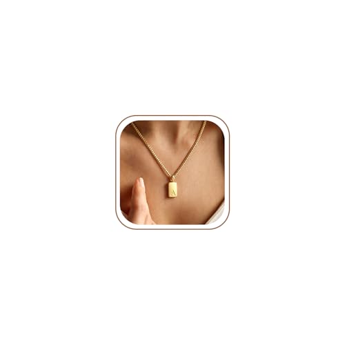 Initial Necklaces 18K Gold Plated,Gold Necklace for Women | Waterproof and Sweat-Resistant / Reinforced Box Chain,Long-Lasting Color Retention - color: A