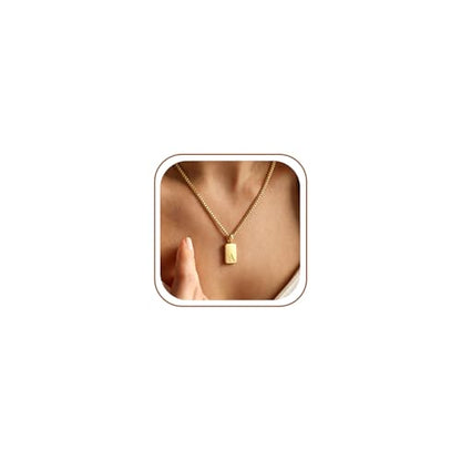 Initial Necklaces 18K Gold Plated,Gold Necklace for Women | Waterproof and Sweat-Resistant / Reinforced Box Chain,Long-Lasting Color Retention - color: A