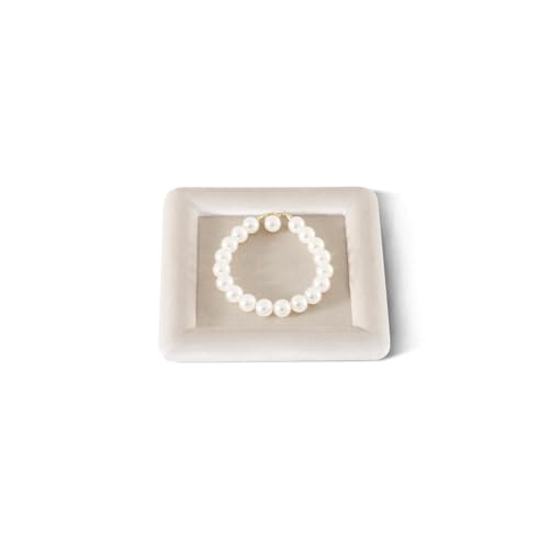 Velvet Jewelry Display Tray for Ring Earrings Necklace Bracelet Flat Tray - color: Beige, size: 5.12 × 5.12 in