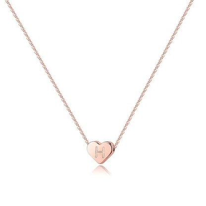Turandoss Tiny Heart Initial Necklaces for Girls | 14K Rose Gold Plated Heart Pendant Handmade Dainty Letter Initial Necklaces for Teen Girls Jewelry - color: H