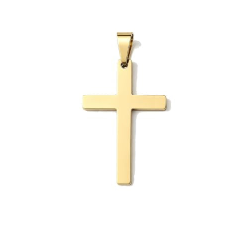 Stainless Steel No Tarnish Cross Pendant Charm Christian Jewelry for Women Men Jewelry Making Necklace Bracelet Silver - style: Big size:17mm*32mm-gold