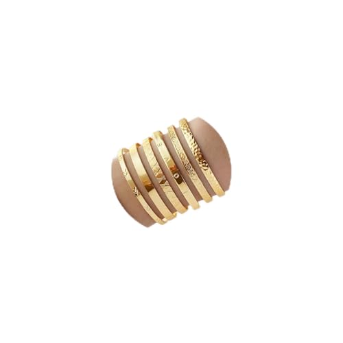 Golden Bangle Bracelets Set for Women, 14k Gold-Plated Multi Layer Stackable Cuff Bracelets, Personalized Boho Non Tarnish Adjustable Bangle Jewelry Gift for Her - color: 6PCS Love