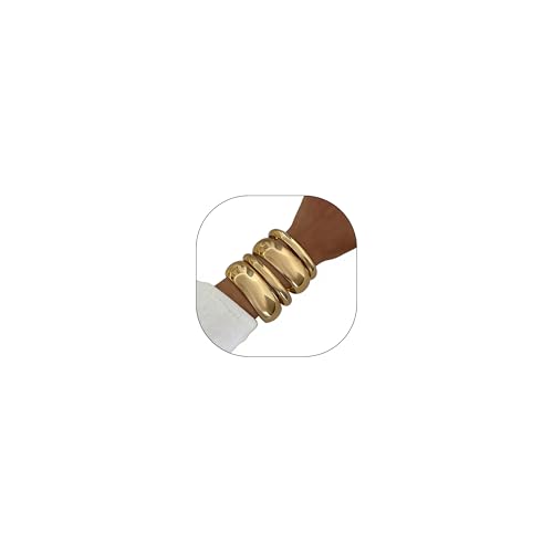 Chunky Gold Bangle Bracelets for Women Stack Wide Wrist Bracelets Gold Stackable Bracelets Jewelry - style: G-4pcs