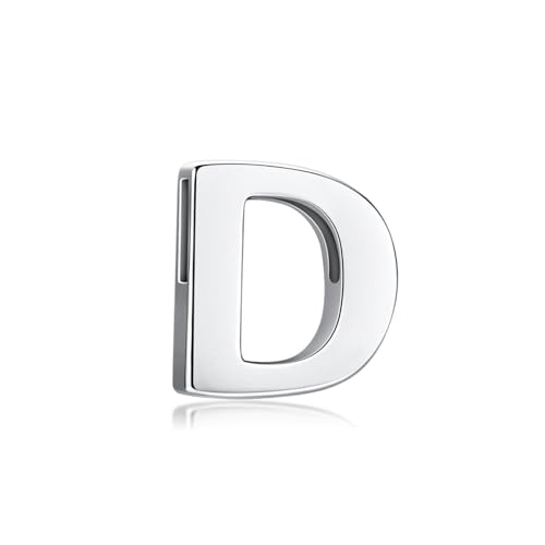 CANDYFANCY Initial Pendant 925 Sterling Silver Letters Personalized Alphabet Pendant Fit 1mm Box Chain - color: Alphabet D Pendant