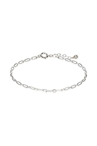Stacking Bracelet Silver, Minimalist Simple Gourmet Satellite Rectangles Lace Heart Chain Bracelets, 925 Sterling Arm Jewelry for Women, Length 6.5-7.5 Inches - style: Rectangle Link Chain