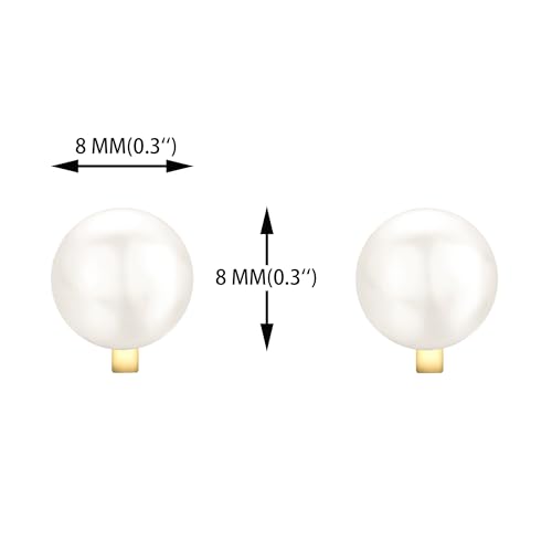YOQUCOL Simulated Freshwater Pearl Clip On Earrings Not Pierced Elegant Stud Jewelry For Women - color: 8MM-Golden