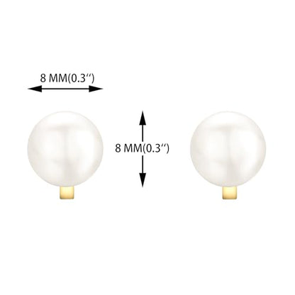 YOQUCOL Simulated Freshwater Pearl Clip On Earrings Not Pierced Elegant Stud Jewelry For Women - color: 8MM-Golden