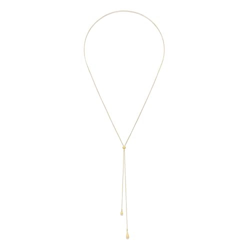 YUJIE Long Gold Y Necklace for Women - Adjustable Lariat Pendant Snake Chain, 14K Gold Plated Dainty Teardrop Necklace for Trendy & Formal Wear - color: golden