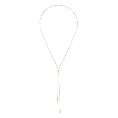 YUJIE Long Gold Y Necklace for Women - Adjustable Lariat Pendant Snake Chain, 14K Gold Plated Dainty Teardrop Necklace for Trendy & Formal Wear - color: golden