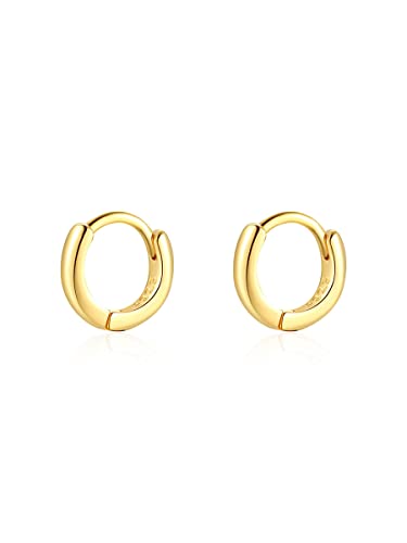 Mini Tiny Huggie Hoop Earrings Top Upper Ear Cartilage Forward Helix Cuff Plain Simple 925 Sterling Silver Gold 9mm 8mm 7mm 6mm 5mm Hoop Earrings - color: Gold-6mm