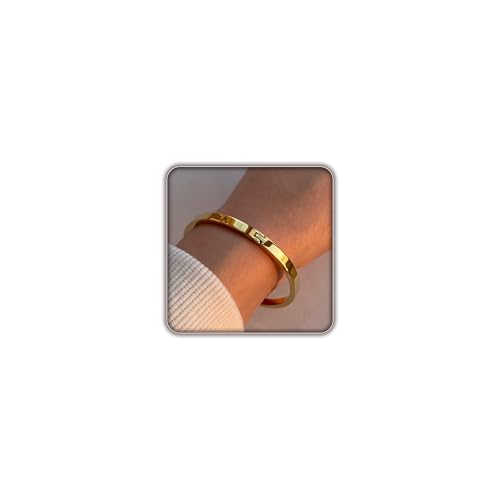 Gold Bangle Bracelets for Women, Trendy Dainty 14K Gold Plated Oval Bangles Bracelet for Women, Stackable Friendship Bracelets Love Bangle Christmas Birthday Gifts - color: Gold, size: 6mm Single