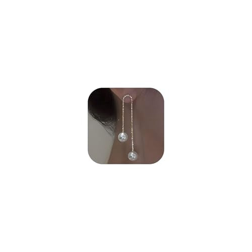 Pearl Drop Earrings for Women Trendy Long Pearl Wedding Earrings for Brides Statement Earring for Women Daily Party Dress Accessories - color: A6:GOLD