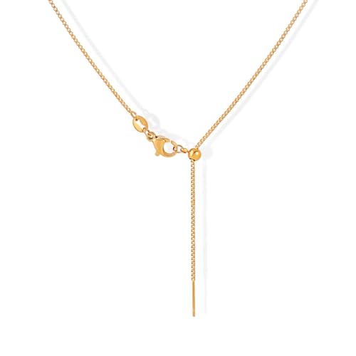 Woman necklace titanium steel hypoallergenic 1mm box chain Y-shaped pendant necklace adjustable Gold plating necklace for women