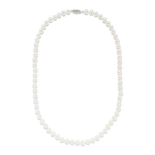 .925 Sterling Silver AAAA White Freshwater Cultured Pearl Silk-Knotted 18" Princess-Length Strand Necklace - Choice of Pearl Size