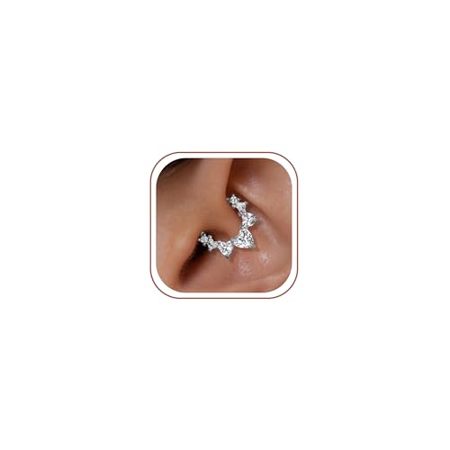 Cartilage Daith Earrings For Women Small 14K Gold Plated Hoop Hypoallergenic Helix Piercing Huggie Surgical Steel Diamond Implant Cubic Zirconia Prom Gift Jewelry - color: Style1-Silver, size: 16g-8mm