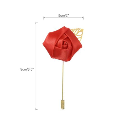 MECCANIXITY Groom Boutonnieres Rose Boutonnieres Pins for Wedding - color: Bright Red