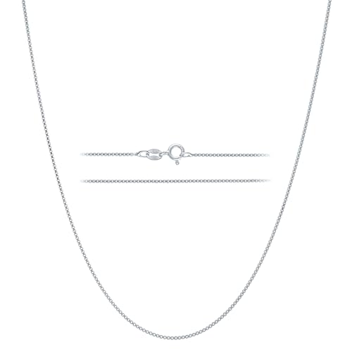 KISPER 925 Sterling Silver Box Chain Necklace for Women, 1mm Diamond Cut | Made in Italy, 14-30 inches, anti-tarnish, hypoallergenic, nickel-free, waterproof, spring ring clasp