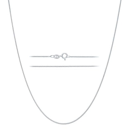 KISPER 925 Sterling Silver Box Chain Necklace for Women, 1mm Diamond Cut | Made in Italy, 14-30 inches, anti-tarnish, hypoallergenic, nickel-free, waterproof, spring ring clasp