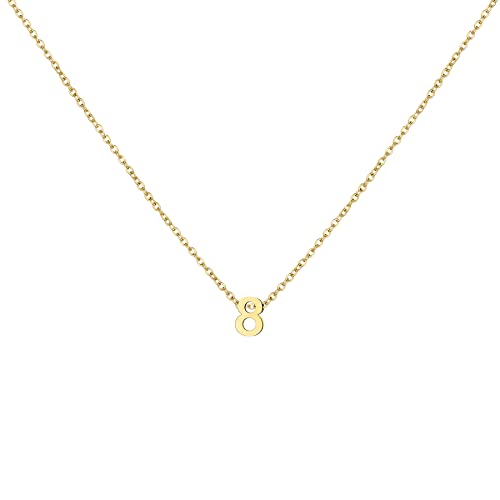 Number Necklace for Women Dainty 18K Gold Plated Pendant Necklace Charm Birth Month Personalized Jewelry Birthday Gift - color: GOLD, style: Number 8