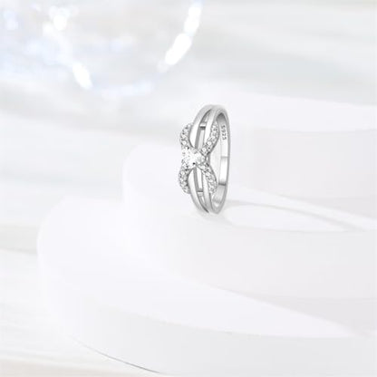 KUNSIR 925 Sterling Silver Rings Classic Cubic Zirconia Eternity Promise Statement Anniversary Wedding Bands Engagement Rings for Women Infinity Forever Love Ring Size 7-9 - style: Luxury Infinity Ring